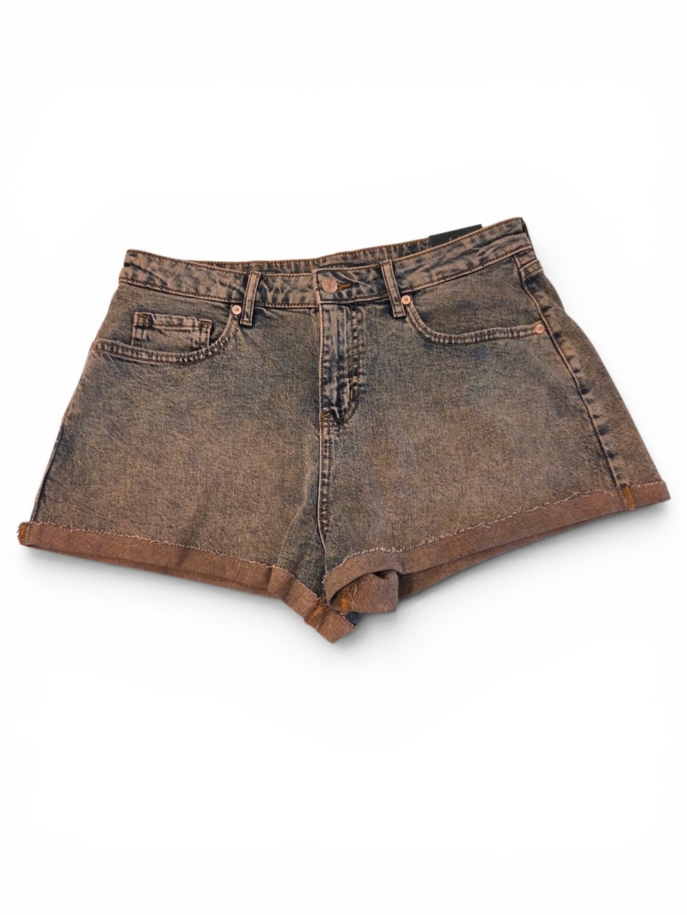 wild fable High Rise Rolled Cuff Denim Shorts Acid Wash Brown Blue NWT Size 10